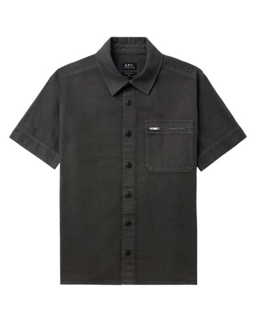 Chemise en coton à poches zippées A.P.C. pour homme en coloris Black
