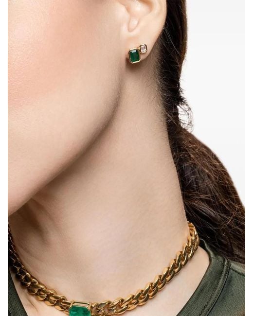 SHAY Natural Puces D'Oreilles Ornées D'Une Émeraude Et D'Un Diamant
