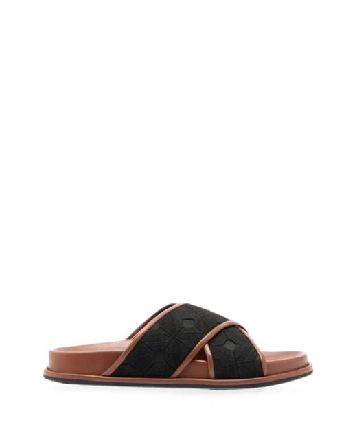 Max Mara Black Monogram-Pattern Crossover-Strap Sandals