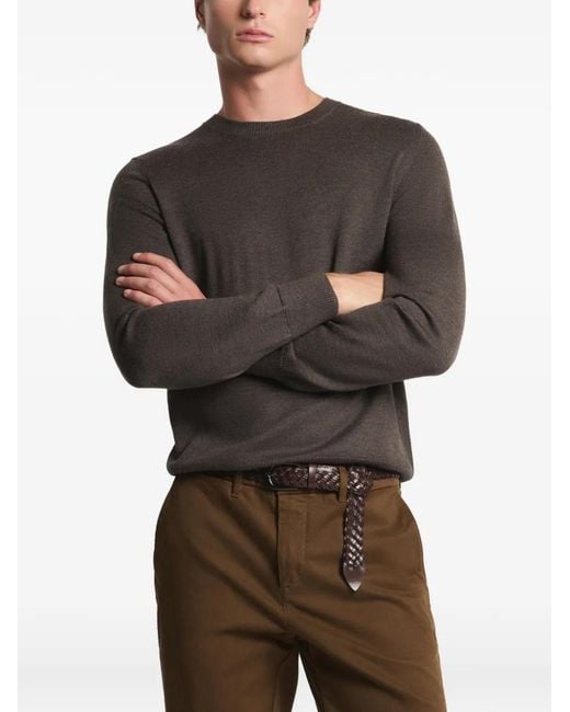 Fay Brown Crew-Neck Wool Sweater for men