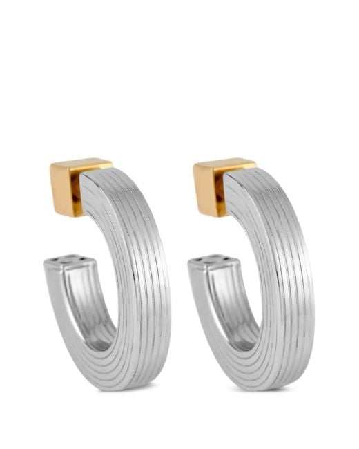Ivi White Slim Signore Hoop Earrings