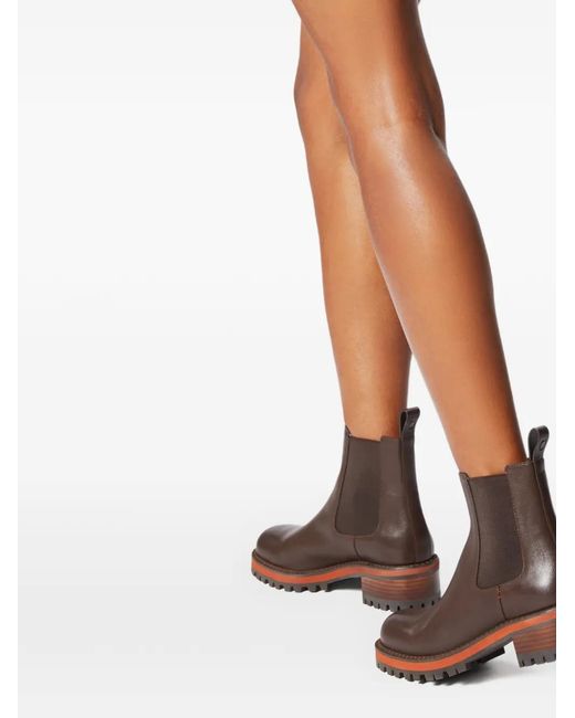 Odissi Brown Faye Rounded Toe Leather Boots