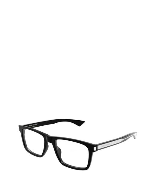 Saint Laurent Black Rectangle-Frame Glasses for men