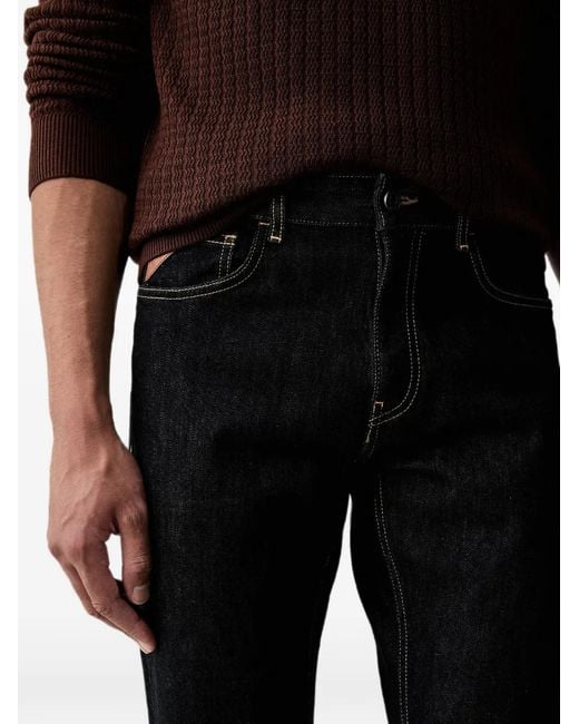 Trussardi Black 380 Contrast-Stitch Regular Jeans for men