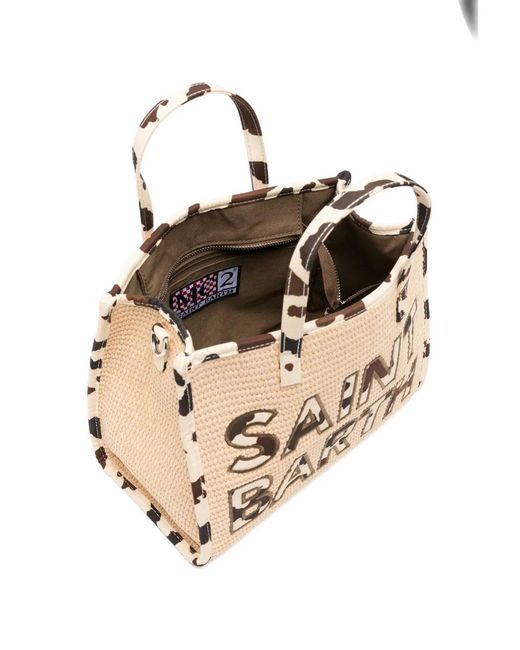 Mc2 Saint Barth Natural Cow-Print Logo-Patch Tote Bag