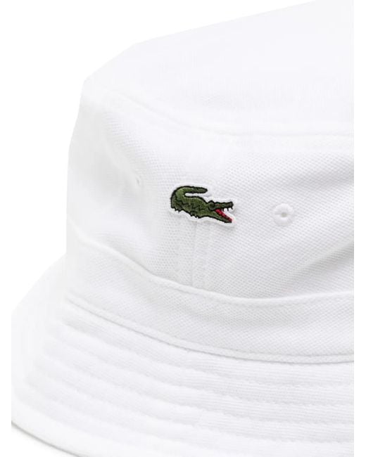 Lacoste White Logo-Patch Bucket Hat for men