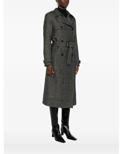 Eraldo Gray Belted Double-Breasted Coat