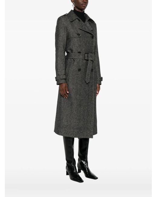 Eraldo Gray Belted Double-Breasted Coat