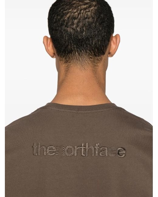 The North Face Brown Crewneck Solid T-Shirt for men