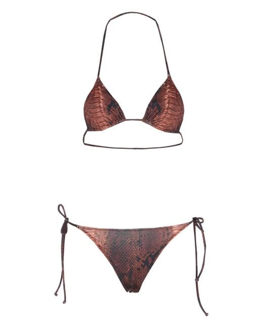 Jean Paul Gaultier Brown Maillot De Bain Deux Pièces À Imprimé Graphique
