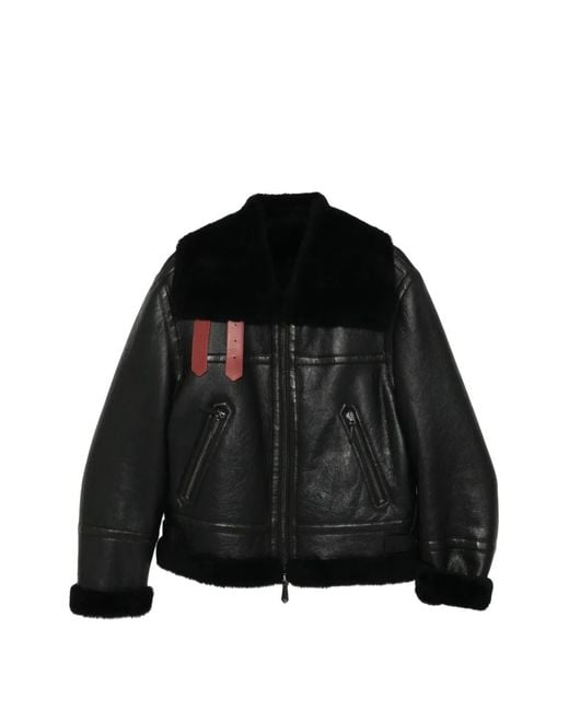 Bally Black Shearling Belt Jacket for men