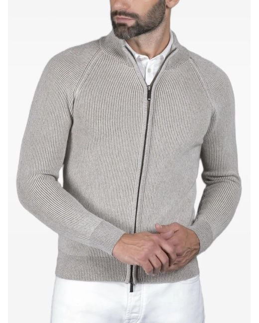 Moorer Dean-Wsv Geribbeld Vest Met Rits in het Gray voor heren