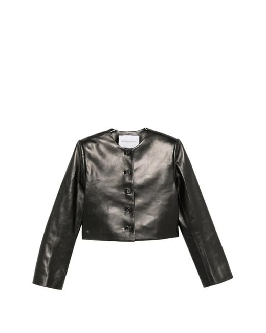 Brandon Maxwell Black Ryder Leather Jacket