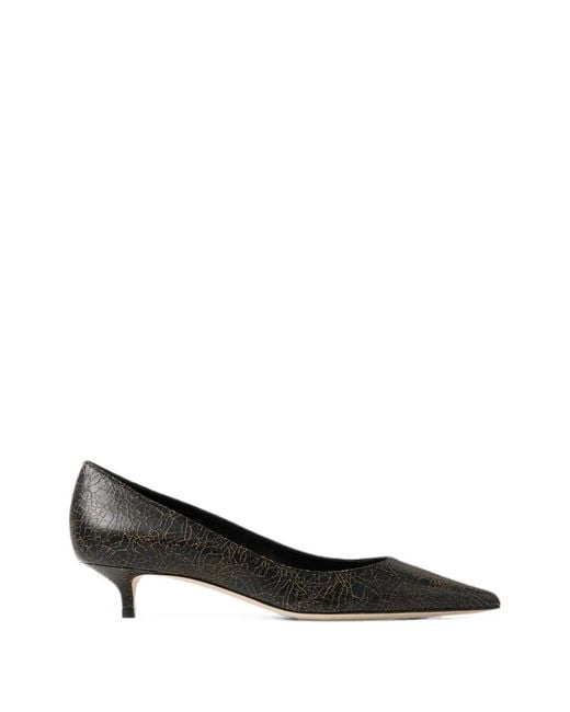 Jimmy Choo Black Amelia Cracked Leather Pumps