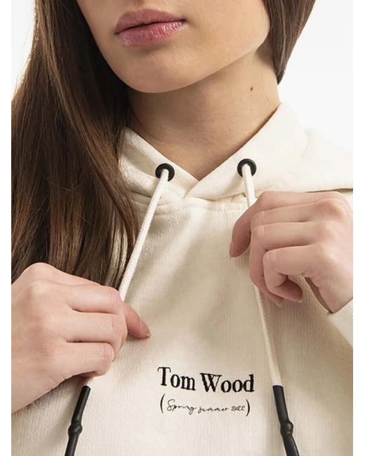 Tom Wood White Logo-Print Hoodie