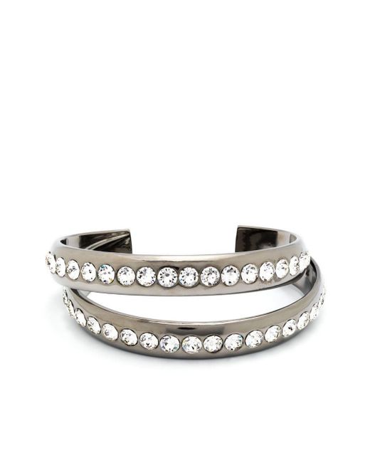 AMINA MUADDI Jahleel Crystal-embellished Cuff Bracelet in het White