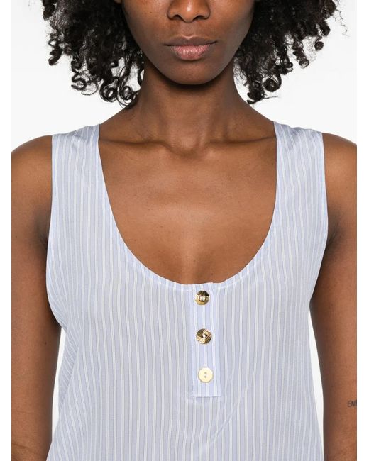 Franchise White Striped Button Top