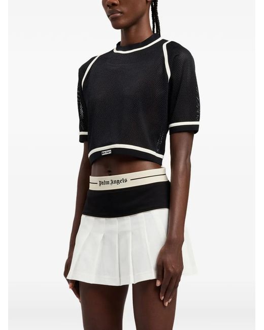 Palm Angels Black Logo-Detail Cropped T-Shirt