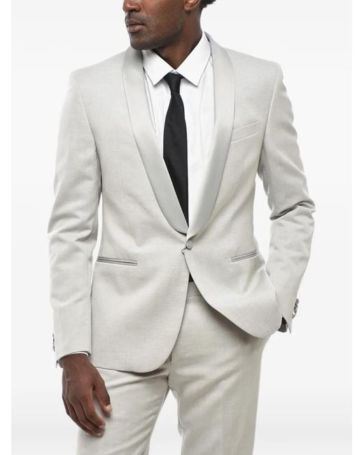 Corneliani White Satin Shawl-Lapel Suit for men