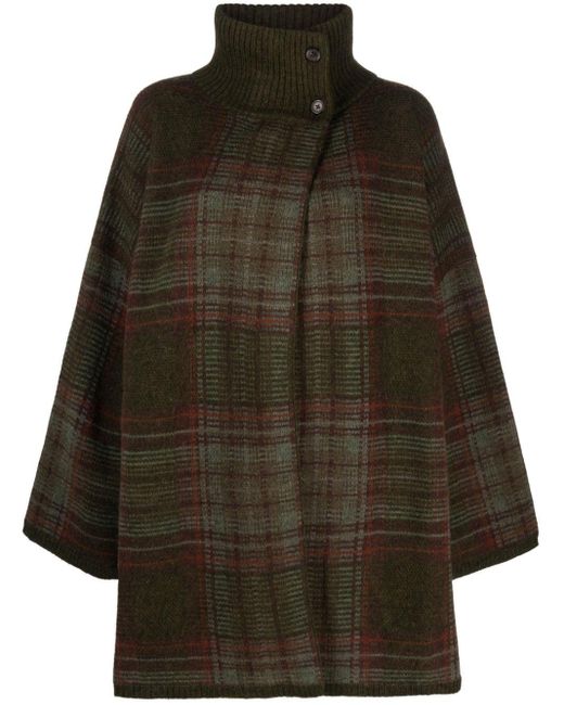 Polo Ralph Lauren Black Tartan-pattern Wool-blend Cape