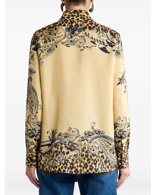 Etro Natural Silk Shirt With Place Leopard Print
