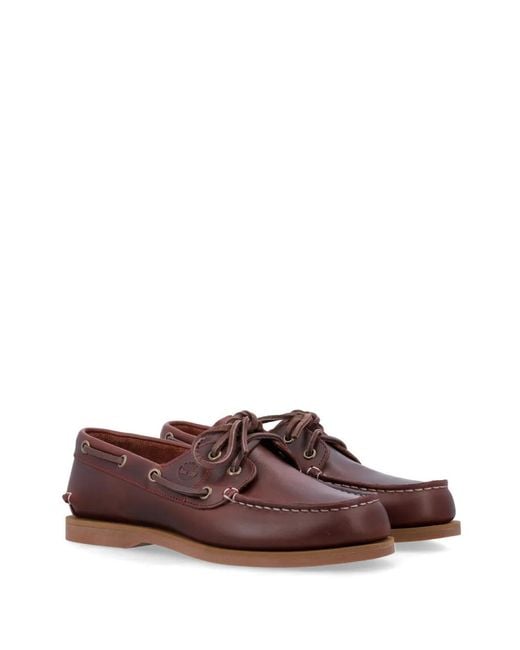 Timberland Brown Bordeaux Calf Leather Mocassins With Lace-Up