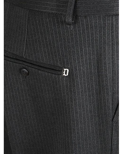 Dondup Gray Pinstripe-Pattern Trousers for men