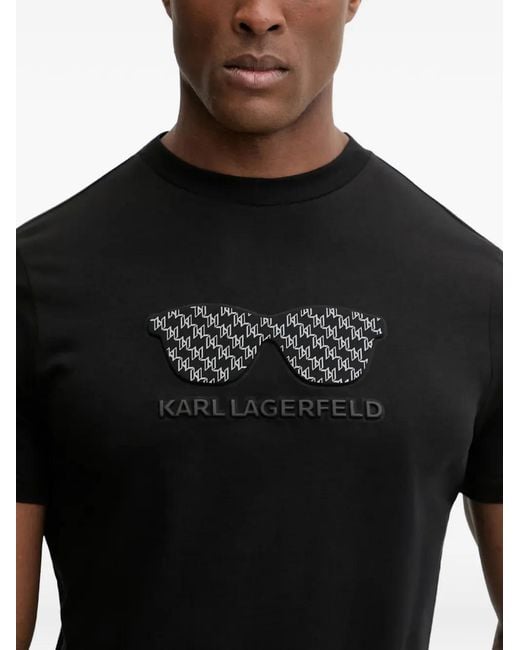 Karl Lagerfeld Black Graphic-Print T-Shirt for men