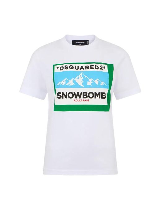 DSquared² White Graphic-Print T-Shirt