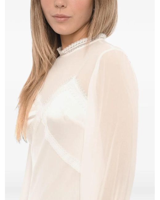 AllSaints White Bailey Lace-Trim Midi Dress
