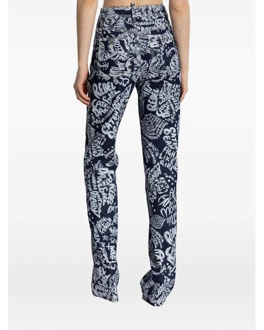 DSquared² Blue Dark Flower Wash Dalma Jeans