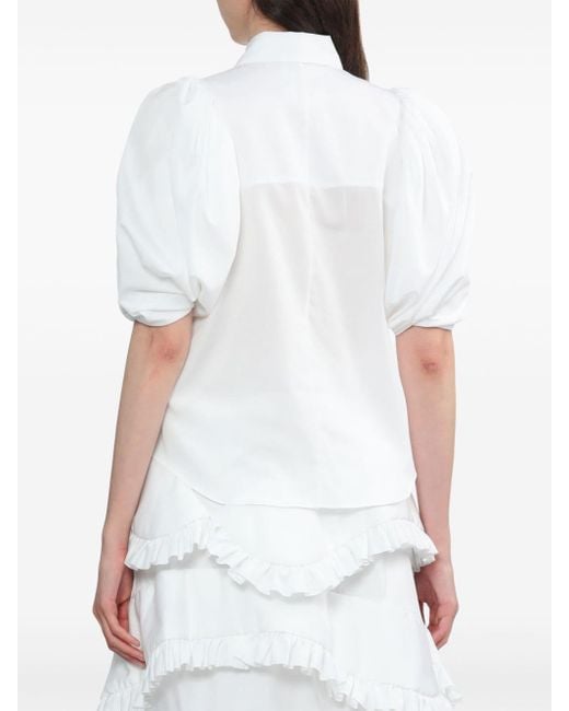 Noir Kei Ninomiya White Hemd mit versetzter Knopfleiste