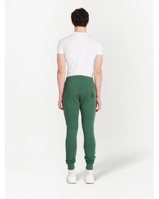Balmain Green Drawstring Cotton Track Pants for men