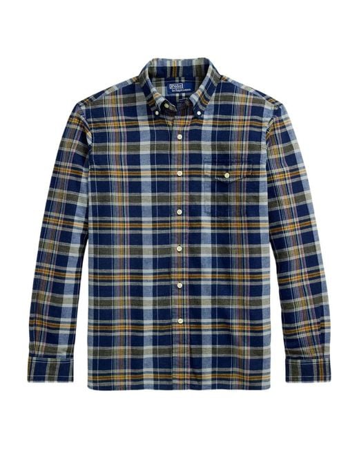 Polo Ralph Lauren Blue Madras-Check Cotton Shirt for men