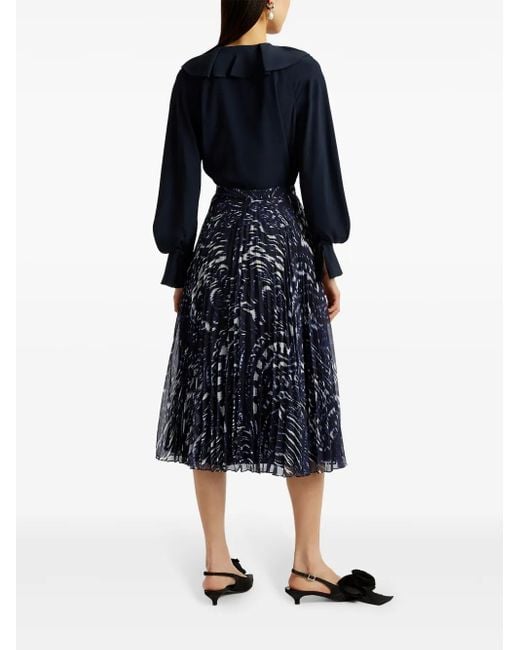 Erdem Blue Long-Sleeved Blouse