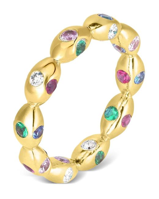 Cicada Jewelry Metallic Sapphire And Ruby Bubble Ring