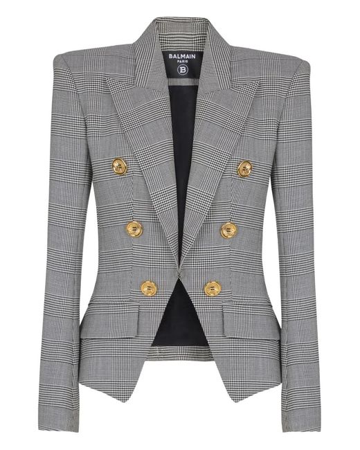 Balmain Prince Of Wales Blazer Met Jacquard in het Gray