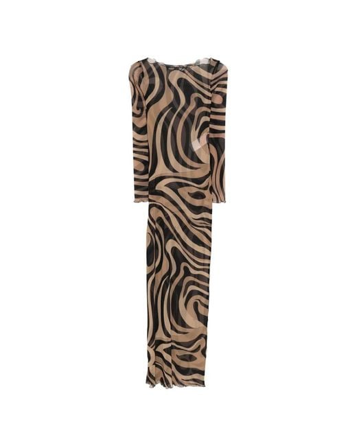 Emilio Pucci Natural Marmo Printed Maxi Dress
