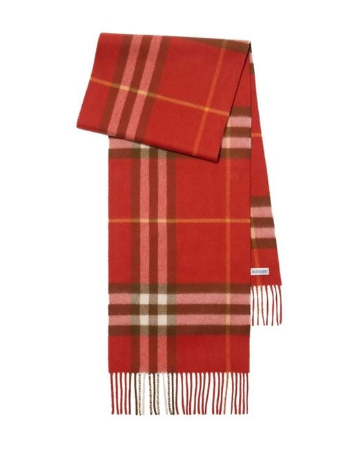 Burberry Red Check Cashmere Scarf