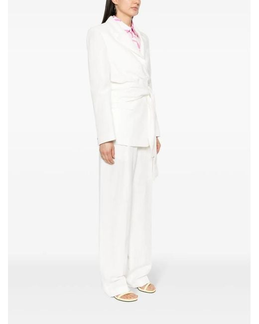 MSGM White Bow-Detail Blazer