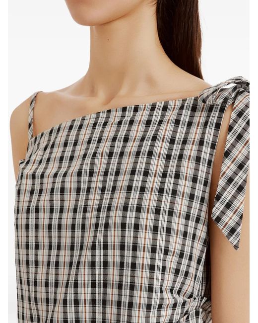 B+ AB Gray Check-Pattern Tiered Jumpsuit