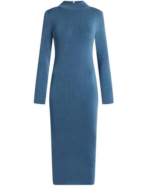 MICHAEL Michael Kors Blue Mock-Neck Midi Dress