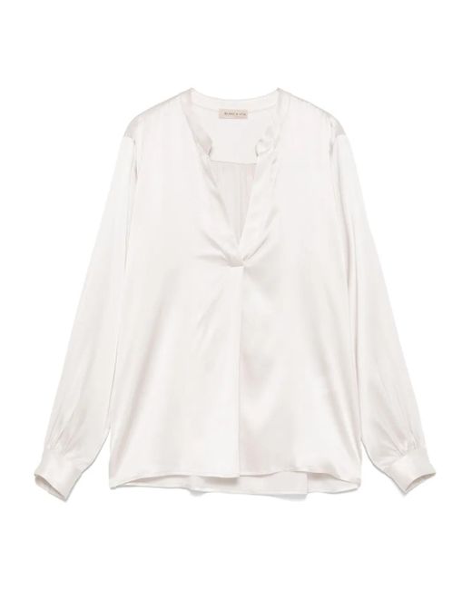 Blanca Vita サテン ブラウス White