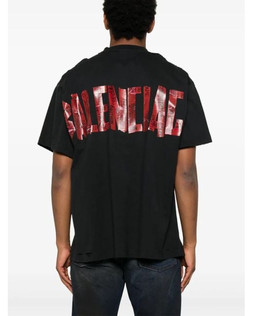 Balenciaga Black Security Tape Logo T-Shirt