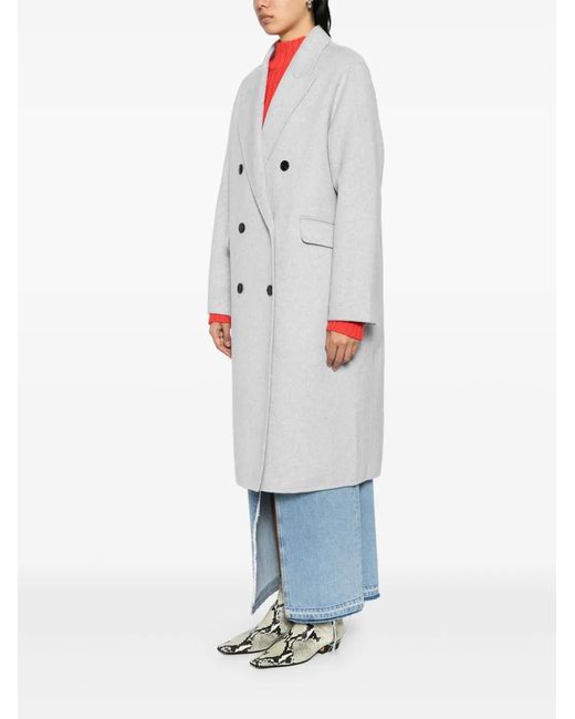 B+ AB Gray Double-Breasted Overcoat