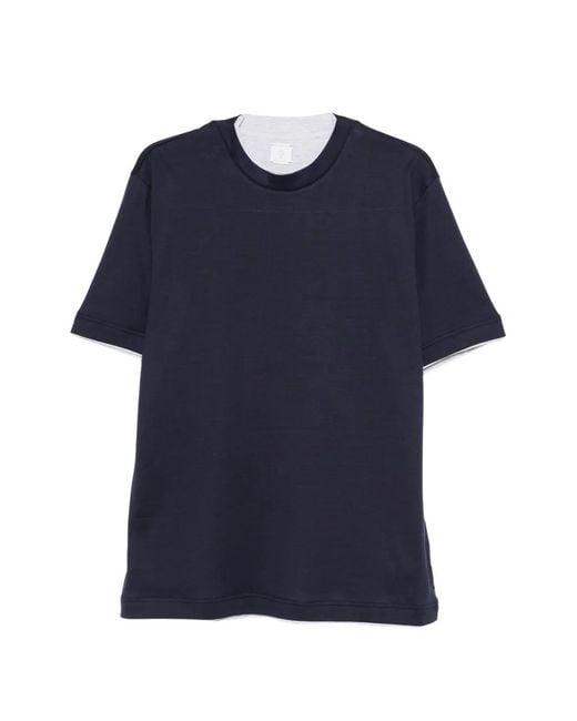 Eleventy Blue Trimmed T-Shirt for men
