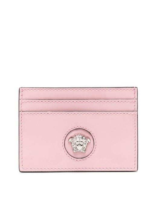 Porte-cartes en cuir à plaque Medusa Versace en coloris Pink