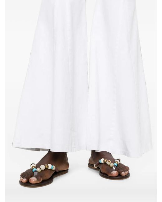 MOUTAKI White Flared-Leg Trousers