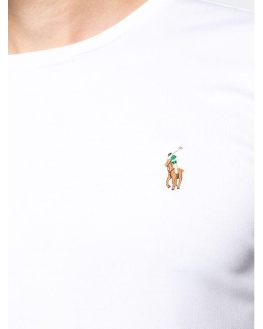T-shirt à encolure ras du cou Coton Lauren by Ralph Lauren en coloris Blanc Femme Tops Tops Lauren by Ralph Lauren 