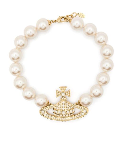 Collana Neysa con placca Orb di Vivienne Westwood in White